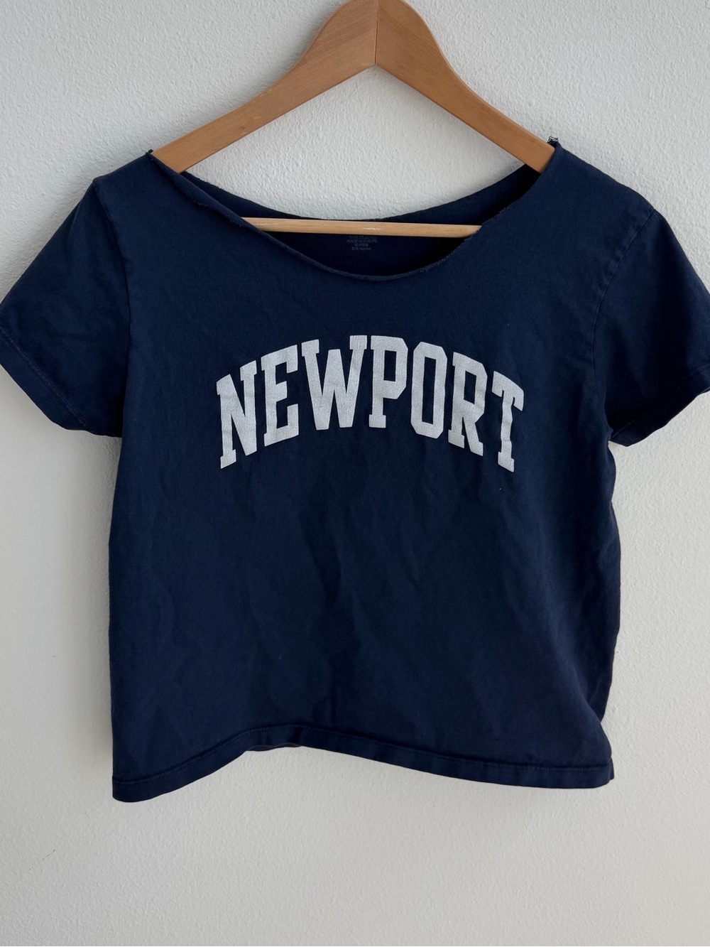 Brandy Melville Navy Newport Off the Shoulder Crop Top